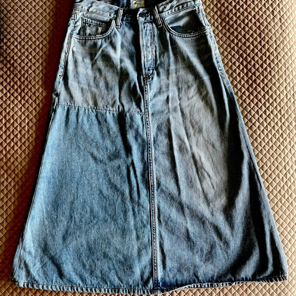 Vintage Citizens of Humanity denim midi skirt.